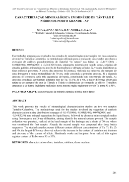 caracterização mineralógica em minério de tântalo e nióbio de porto
