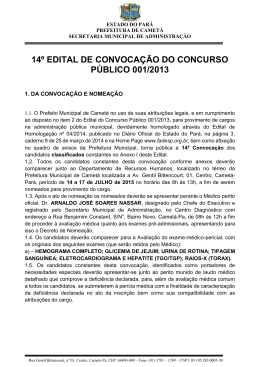 14&ordm; edital de convoca&ccedil;&atilde;o do concurso p&uacute;blico 001/2013