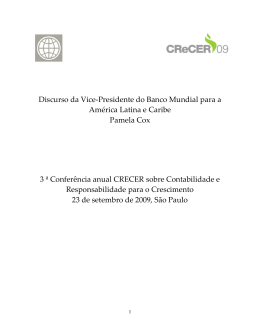 Discurso da Vice-Presidente do Banco Mundial para a Am&eacute;rica
