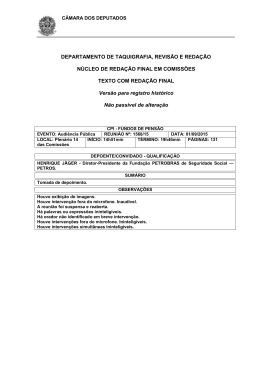 1&ordm;/09/2015 - C&acirc;mara dos Deputados