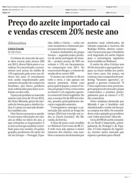 Pre&ccedil;o do azeite importado cai