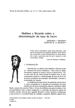 Malthus e Ricardo sobre a determinação da taxa de lucro