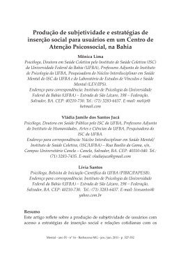Produ&ccedil;&atilde;o de subjetividade e estrat&eacute;gias de inser&ccedil;&atilde;o