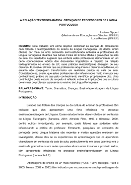 A RELAÇÃO TEXTO/GRAMÁTICA: CRENÇAS DE PROFESSORES