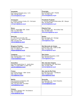 Ara&ccedil;atuba Piracicaba Araraquara Presidente Prudente Bauru