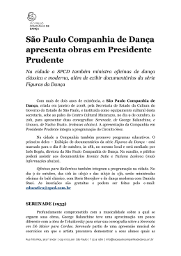 S&atilde;o Paulo Companhia de Dan&ccedil;a apresenta obras em Presidente