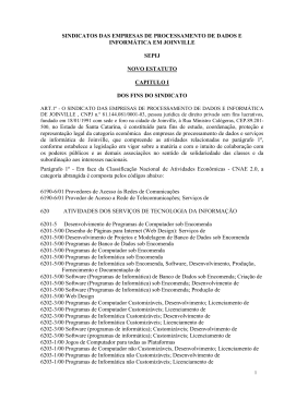SINDICATOS DAS EMPRESAS DE PROCESSAMENTO DE DADOS