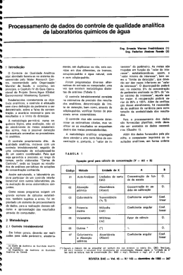 Processamento de dados do controle de qualidade