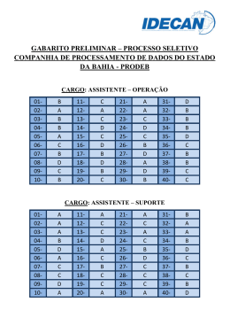 GABARITO PRELIMINAR - COMPANHIA DE PROCESSAMENTO