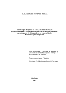Identifica&ccedil;&atilde;o do ponto de corte para a escala PCL