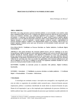 PROCESSO ELETR&Ocirc;NICO NO PODER JUDICIARIO Edson