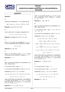 Resolu&ccedil;&atilde;o da lista de equa&ccedil;&otilde;es da circunfer&ecirc;ncia