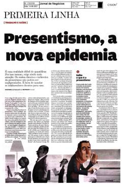 Presentismo, a nova epidemia - Pr&eacute;mio de Jornalismo Econ&oacute;mico