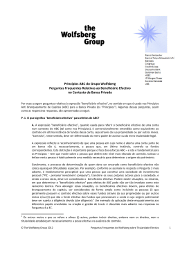 Princ&iacute;pios ABC do Grupo Wolfsberg Perguntas