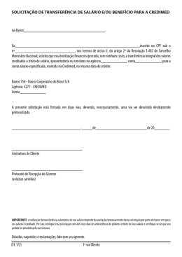 solicita&ccedil;&atilde;o de transfer&ecirc;ncia de sal&aacute;rio e/ou benef&iacute;cio para a credimed