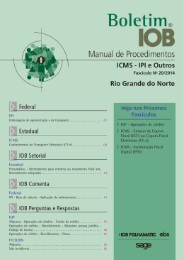 IOB - ICMS/IPI - Rio Grande do Norte - nº 20/2014