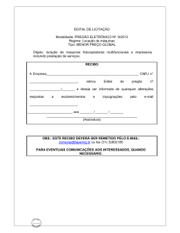 EDITAL DE LICITA&Ccedil;&Atilde;O Modalidade: PREG&Atilde;O