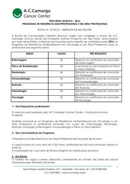 PROCESSO SELETIVO &ndash; 2016 PROGRAMA DE RESID&Ecirc;NCIA