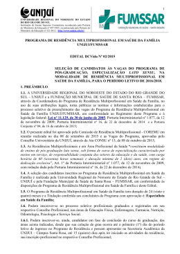 PROGRAMA DE RESID&Ecirc;NCIA MULTIPROFISSIONAL EM