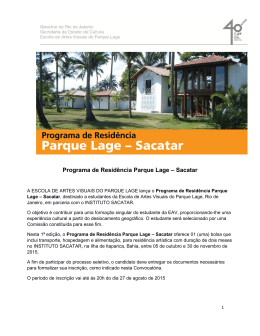 Programa de Resid&ecirc;ncia Parque Lage &ndash; Sacatar