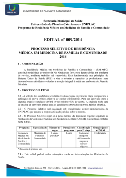 Programa de Resid&ecirc;ncia M&eacute;dica 2014