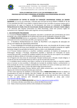 Edital de Abertura CCS n&ordm; 13/2014 &ndash; Resid&ecirc;ncia Multiprofissional