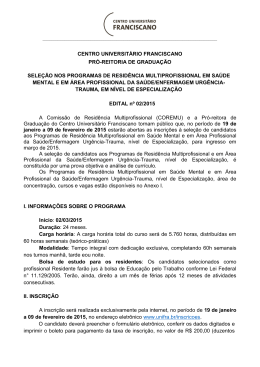 Sele&ccedil;&atilde;o para Programas de Resid&ecirc;ncias Multiprofissional