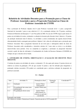 Relat&oacute;rio de Atividades - Pontua&ccedil;&atilde;o para Professor Associado