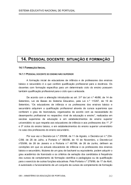 14. PESSOAL DOCENTE: SITUAÇÃO E FORMAÇÃO