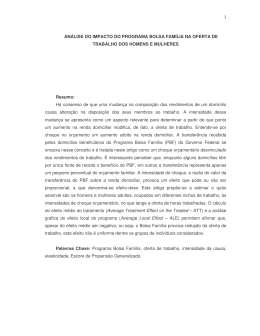 An&aacute;lise do impacto do Programa Bolsa Fam&iacute;lia na oferta de trabalho
