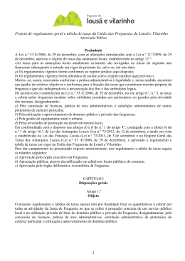 Projeto de regulamento geral e tabela de taxas da União das