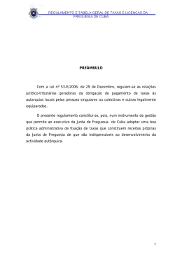 REGULAMENTO E TABELA GERAL DE TAXAS