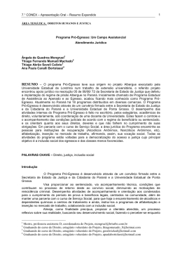 Programa Pr&oacute;-Egresso: Um Campo Assistencial Atendimento Jur&iacute;dico