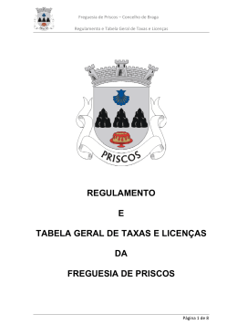 REGULAMENTO E TABELA GERAL DE TAXAS