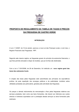proposta de regulamento da tabela de taxas e pre&ccedil;os da freguesia