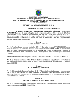 EDITAL N&ordm; 134 VESTIBULAR 2015 1&ordm; Semestre