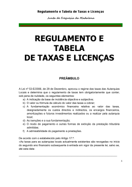 Taxas e Licenças - Junta de Freguesia da Madalena