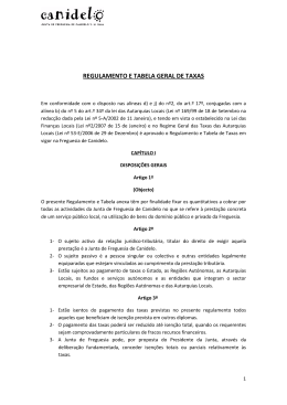 REGULAMENTO E TABELA GERAL DE TAXAS