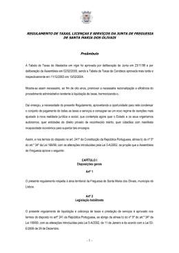 regulamento de taxas, licenças e serviços da junta de freguesia de