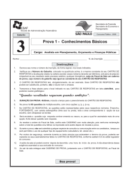 Prova 1 - Conhecimentos B&aacute;sicos