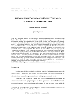 as condi&ccedil;&otilde;es de produ&ccedil;&atilde;o dos g&ecirc;neros textuais em livros did&aacute;ticos
