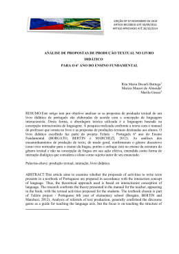 AN&Aacute;LISE DE PROPOSTAS DE PRODU&Ccedil;&Atilde;O TEXTUAL NO LIVRO