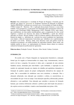 A PRODU&Ccedil;&Atilde;O TEXTUAL NO PRONERA: ENTRE O LING&Uuml;&Iacute;STICO E