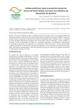 An&aacute;lise preliminar sobre a produ&ccedil;&atilde;o textual de alunos de Ensino