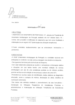 Autorização CNPD n.º 2995/2010, datada de 5 de julho de 2010