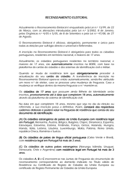 RECENSEAMENTO ELEITORAL RECENSEAMENTO ELEITORAL