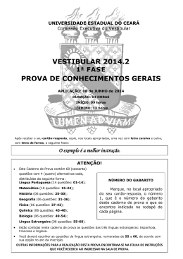 VESTIBULAR 2014.2 PROVA DE CONHECIMENTOS GERAIS