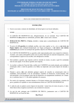 Prova de Conhecimentos Espec&iacute;ficos Final 2016.1 - CCSA