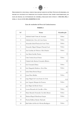 Lista de resultados da Prova de Conhecimentos