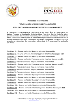 PROCESSO SELETIVO 2015 PROVA ESCRITA DE
